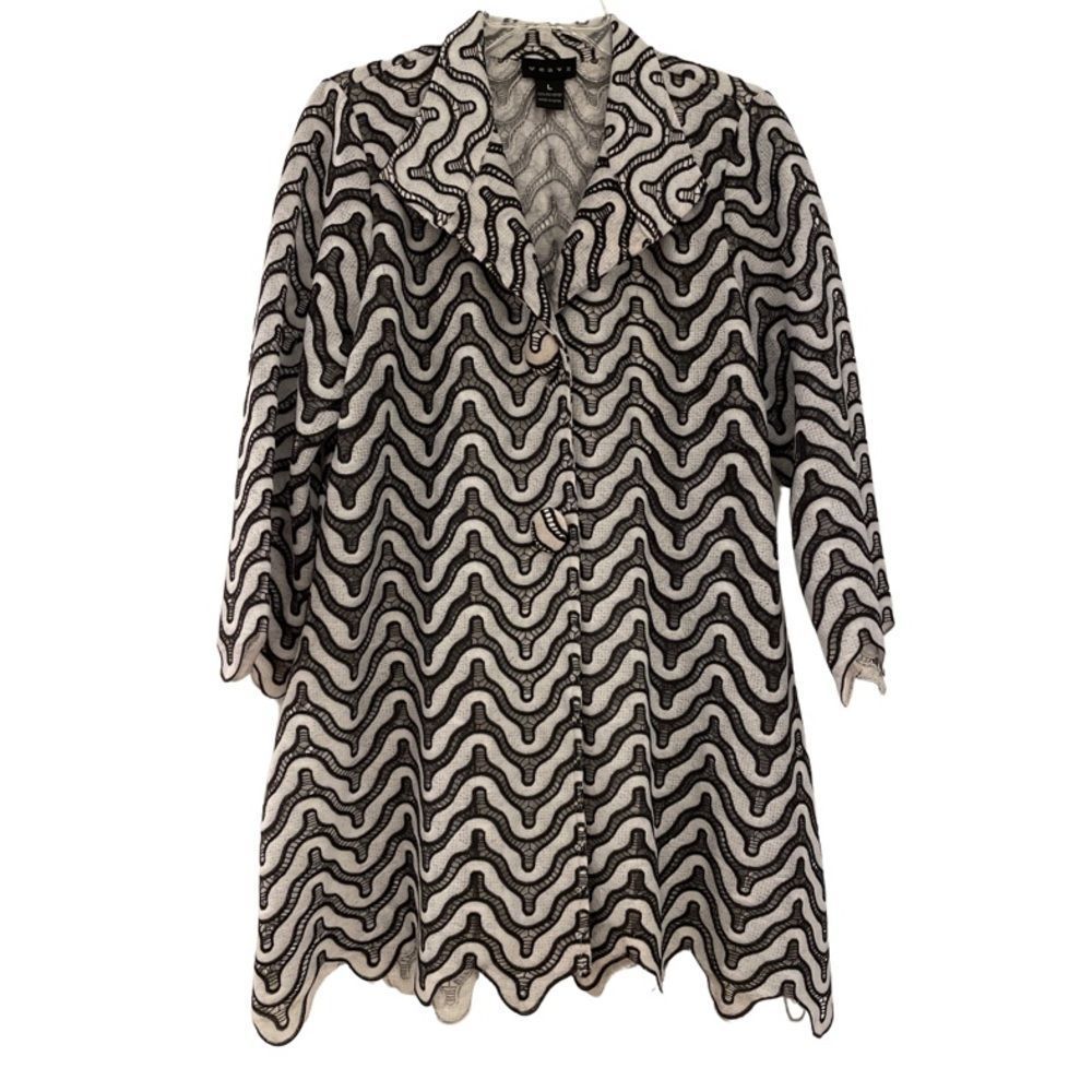 Weavz Chevron Black White Jacket Blazer Size Large